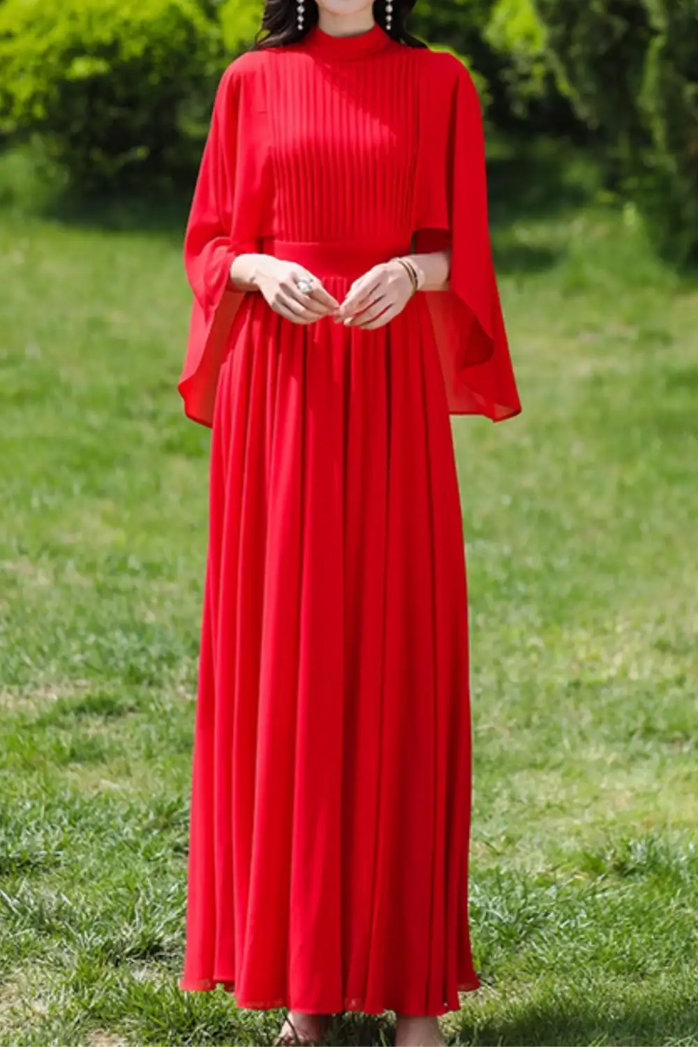 Classic Chiffon Fit And Flare Swing Maxi Dress