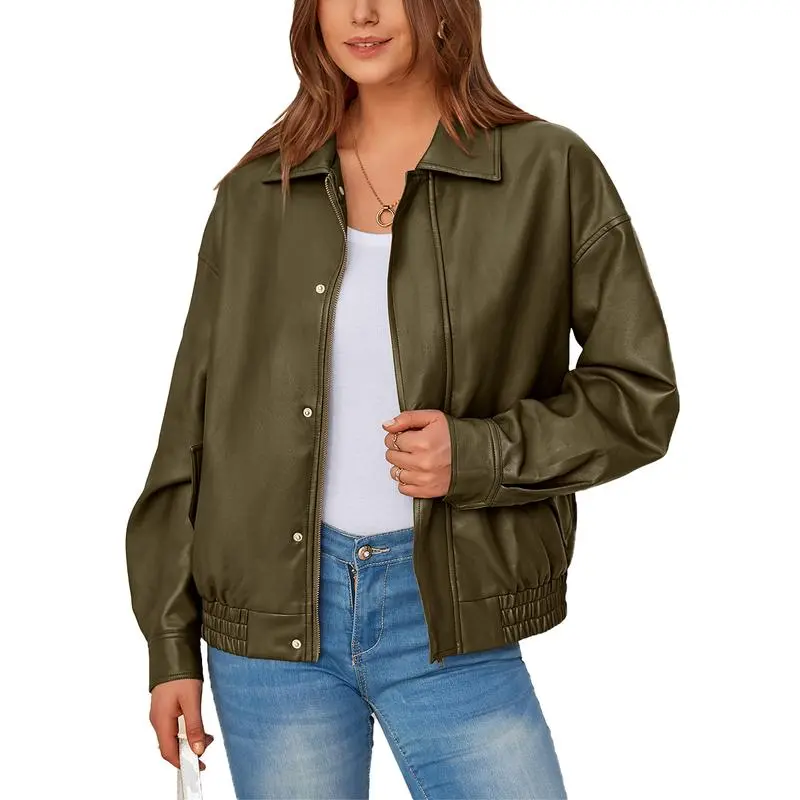 Women'S Faux Leather Motorcycle Jacket