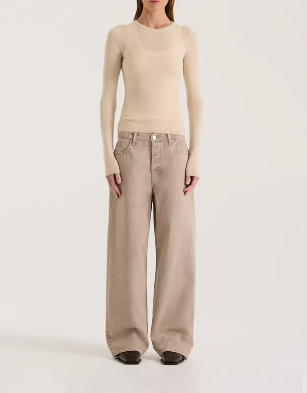 Tan Wash Relaxed Boyfriend Jeans