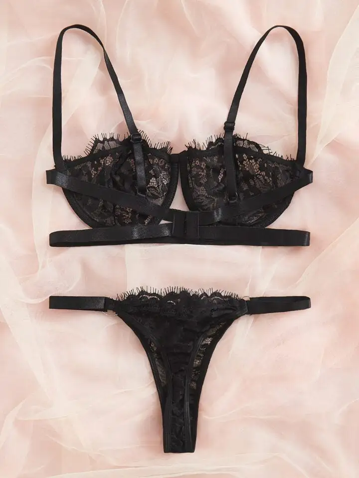 Modern Floral Lace Lingerie Set