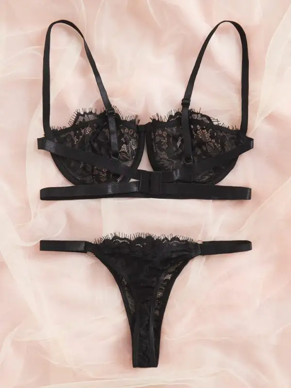 Modern Floral Lace Lingerie Set