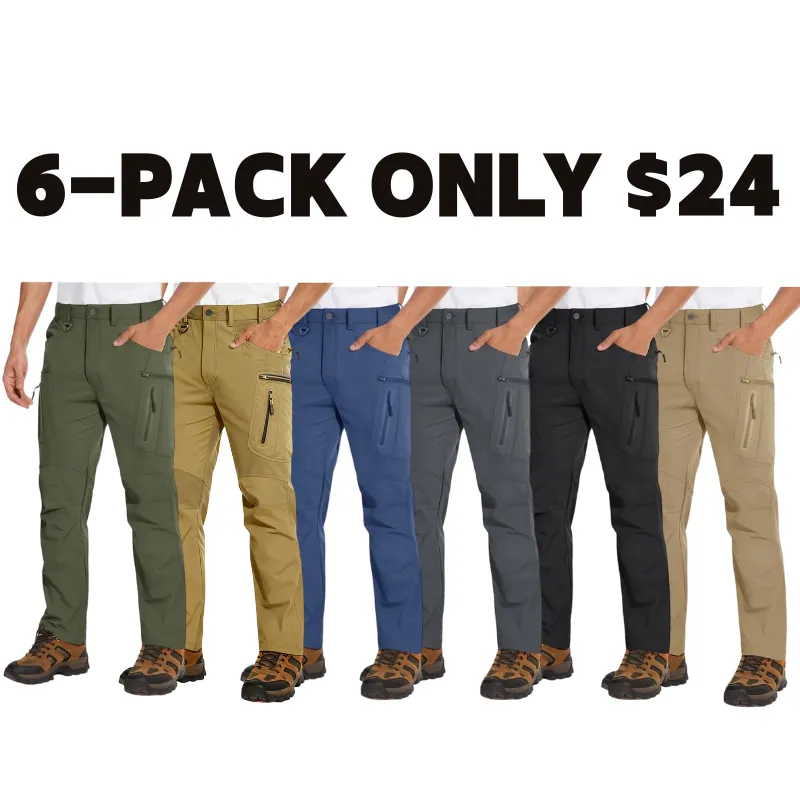 Men's Tactical Pants Water Repellent 8 Pockets Ripstop Hiking Trousers Lightweight Work Pants