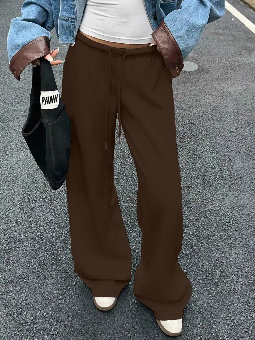 Wide-Leg Drawstring Pocketed Sweatpants