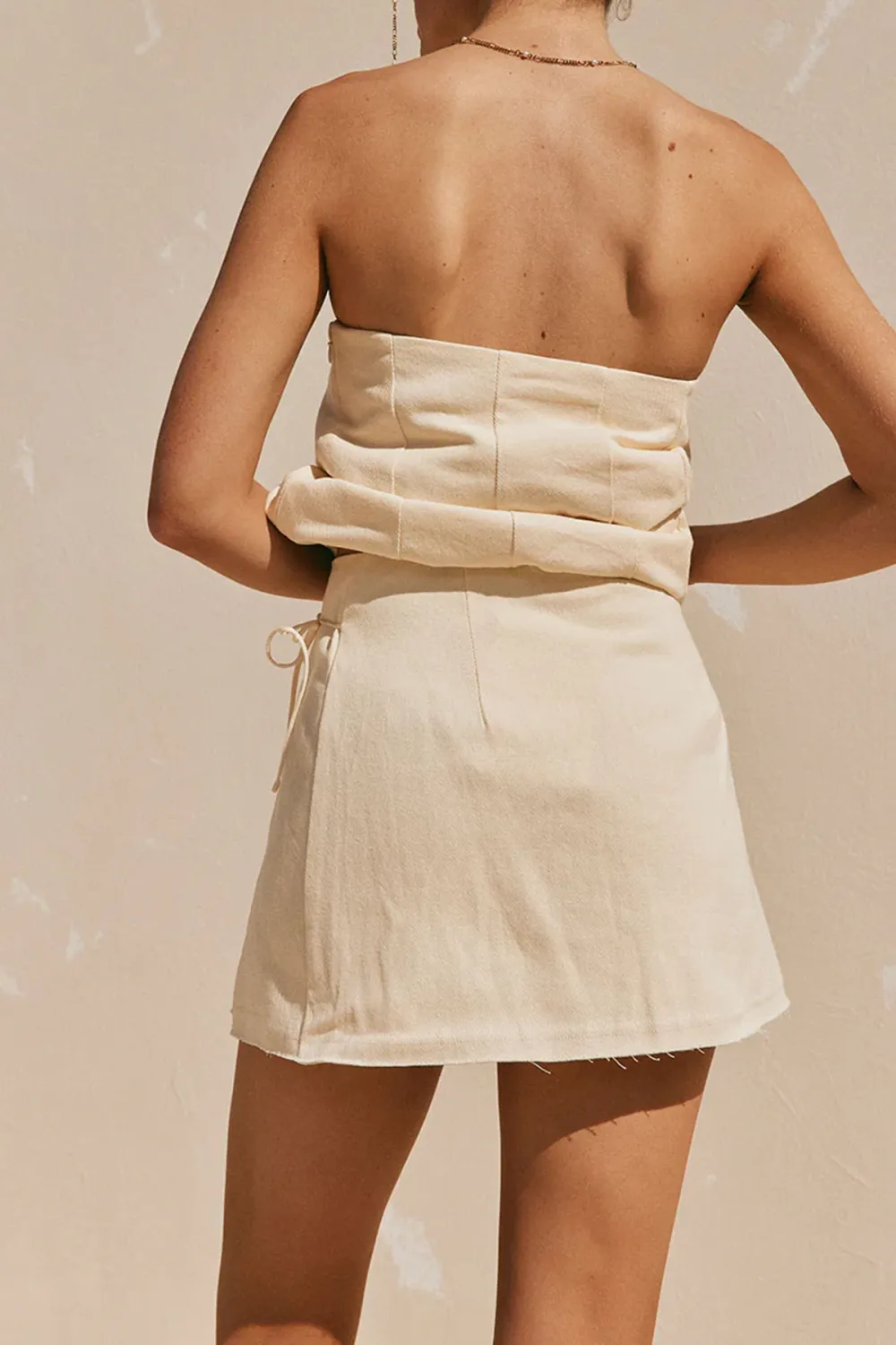 Drawstring Waist Asymmetric Mini Skirt