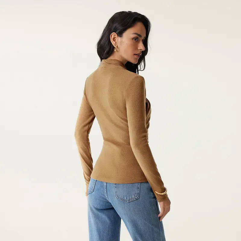 Chic Surplice Long Sleeve Top – Casual & Elegant Shirt