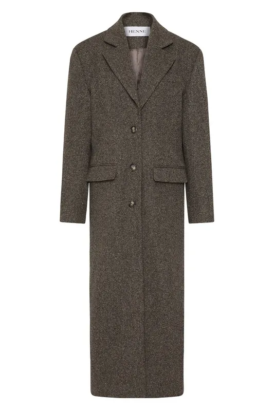 Gray Taupe Oversized Wool Silk Coat