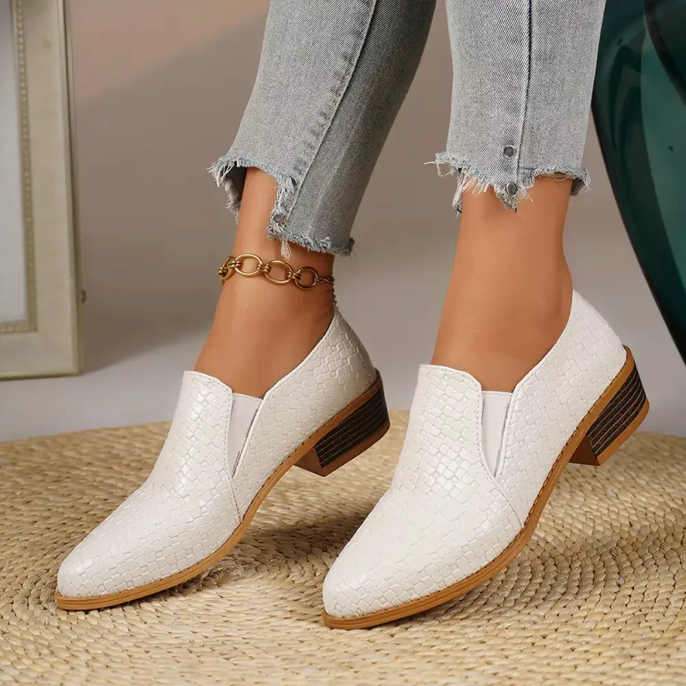 Refined Pointed Toe Block Heel Loafers