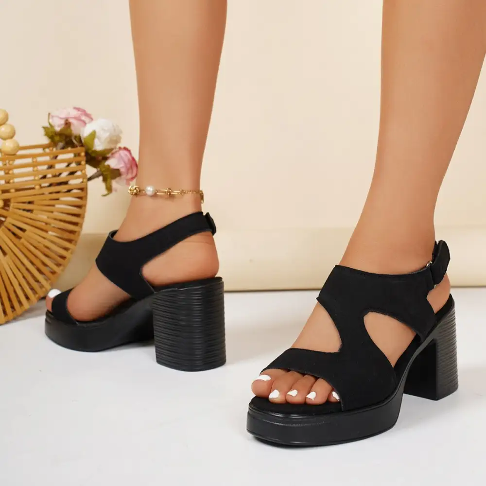 Classic Open Toe Block Heel Sandals