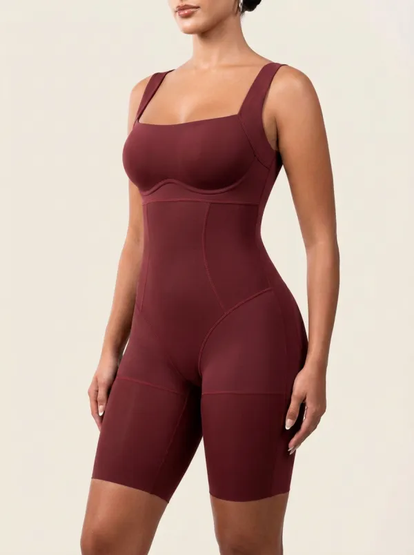 Women's Tummy Control Square Neck Seamless Printed Bodysuit