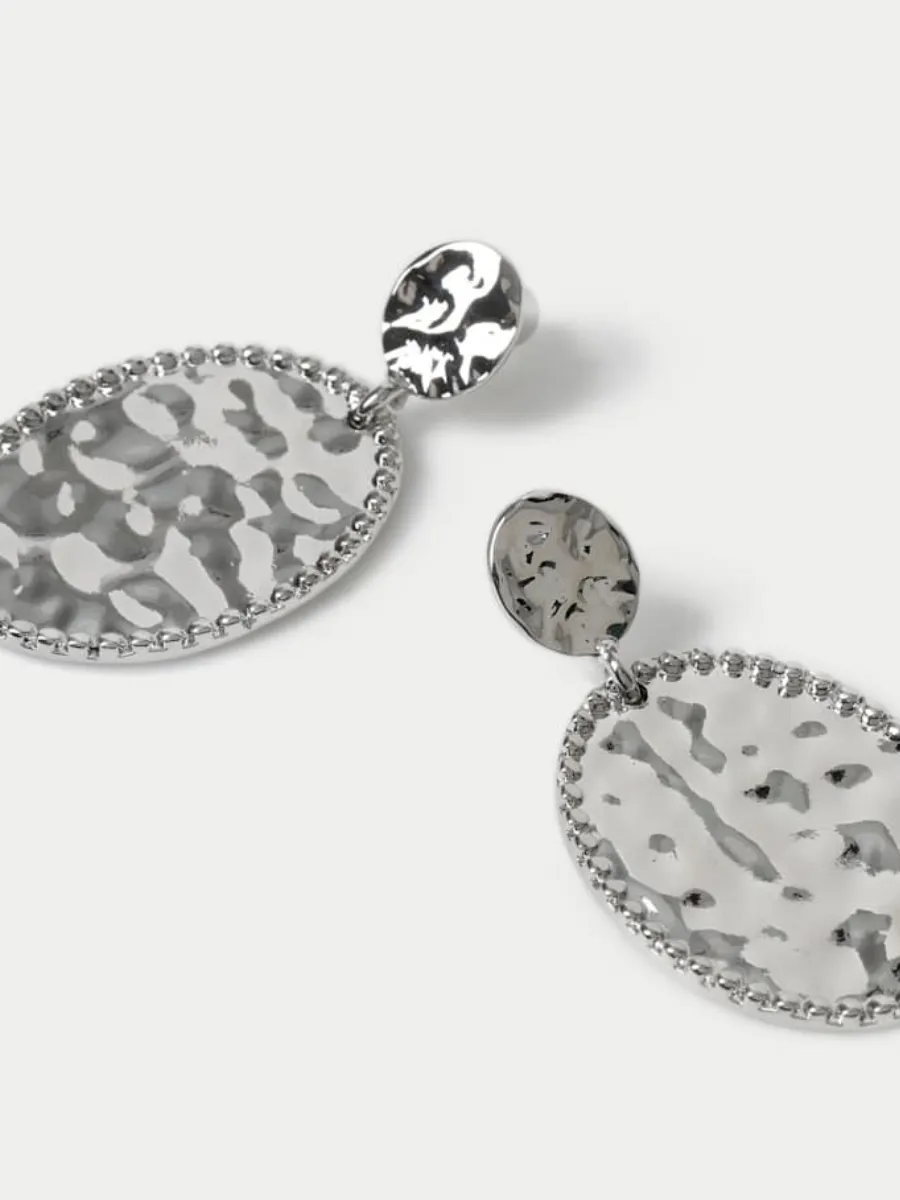Textured Oval Drop Earrings