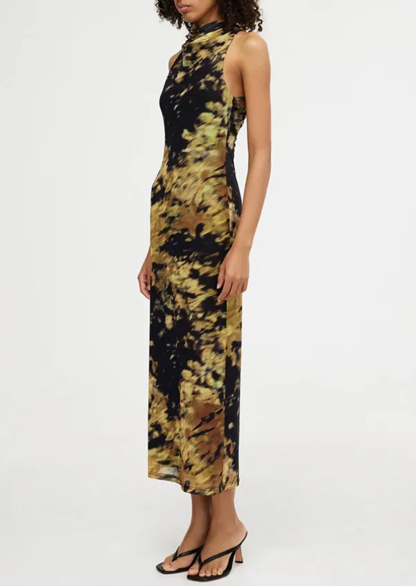 SLIT SLEEVELESS MIDI DRESS