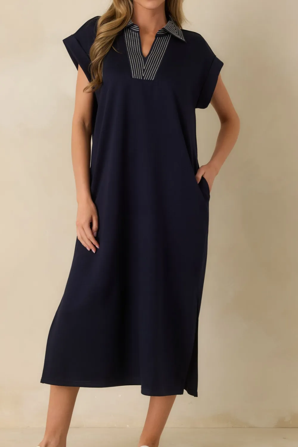 Knit Short Sleeve Midi Dress