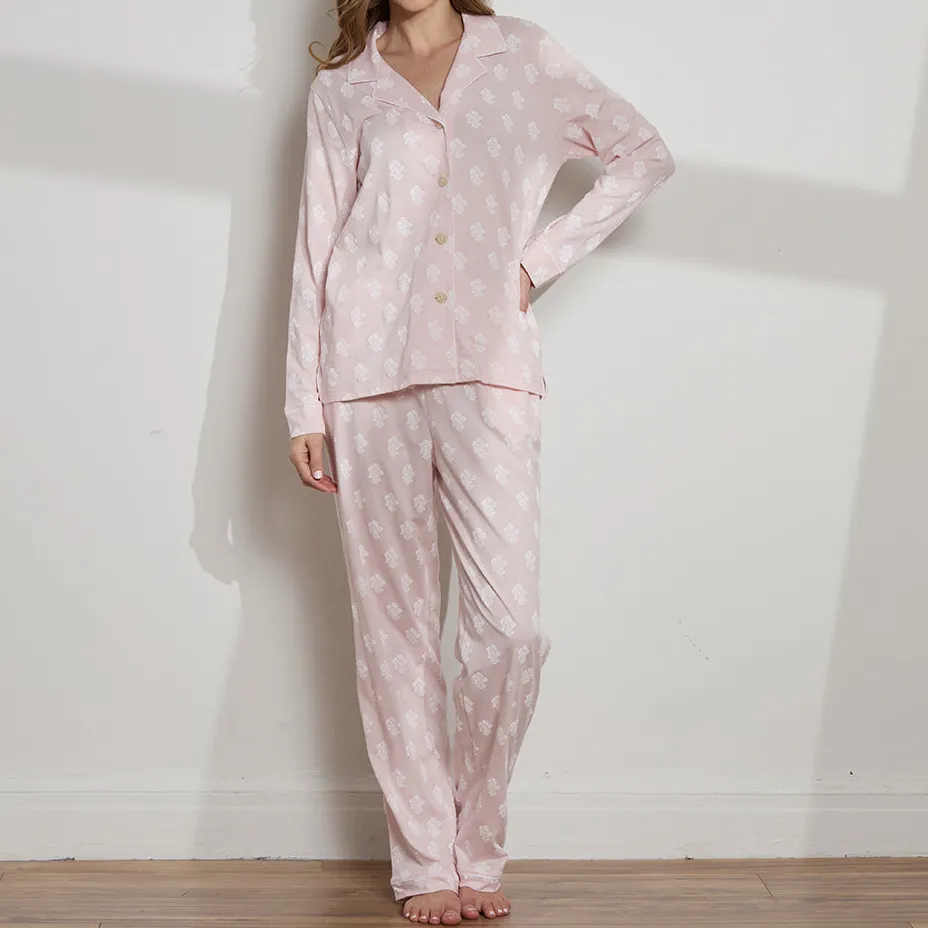 Printed Organic Pima Cotton Long PJ Set