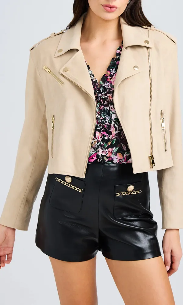 Vegan Suede Moto Jacket