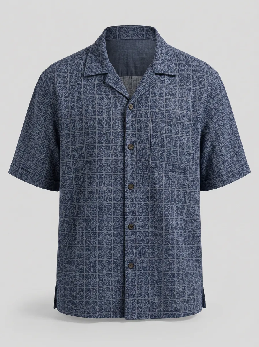 Men's Casual Breathable Geometric Pattern Printed Shirt