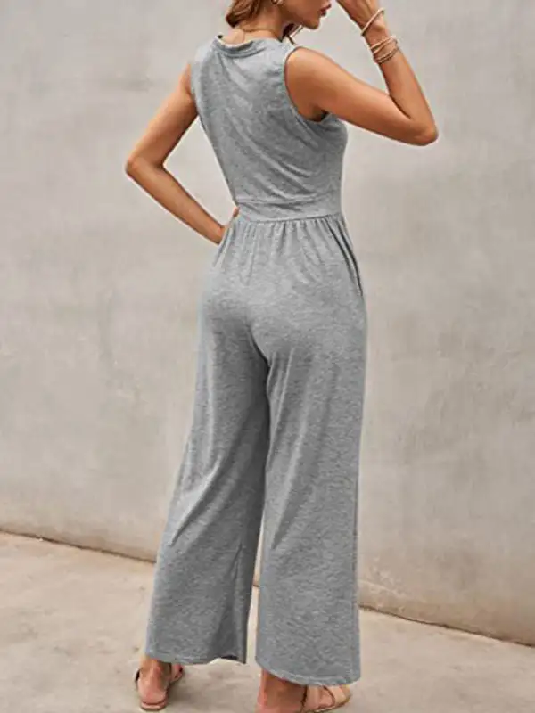 Clean Loose Sleeveless Jumpsuit