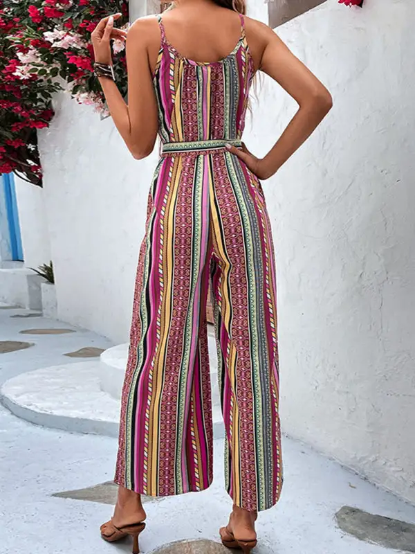 Elegant Bohemian Spaghetti Strap Jumpsuit Accessory