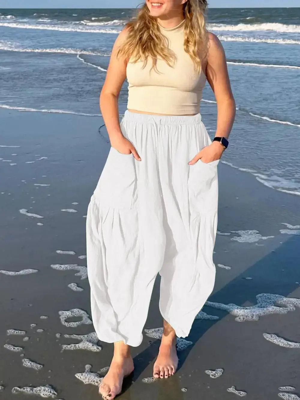 Casual Drawstring Pocket Detail Pants