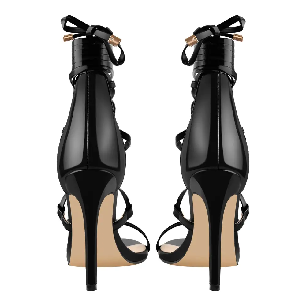 Gladiator Round Toe Lace Up Stiletto Modern Sandals