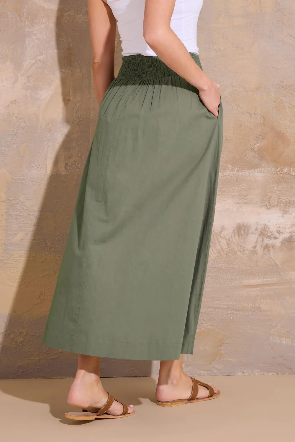 Plain Wide Waistband Skirt