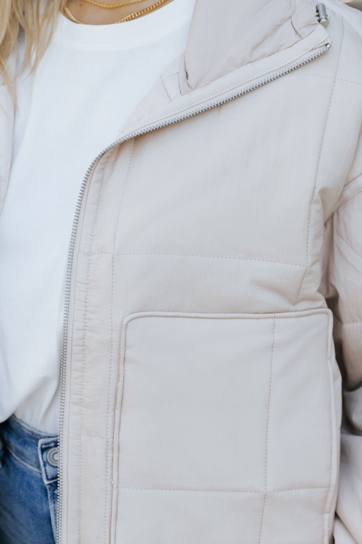 Beige Simple Down Jacket