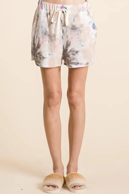 Tie Dye Terry Shorts with Drawstring