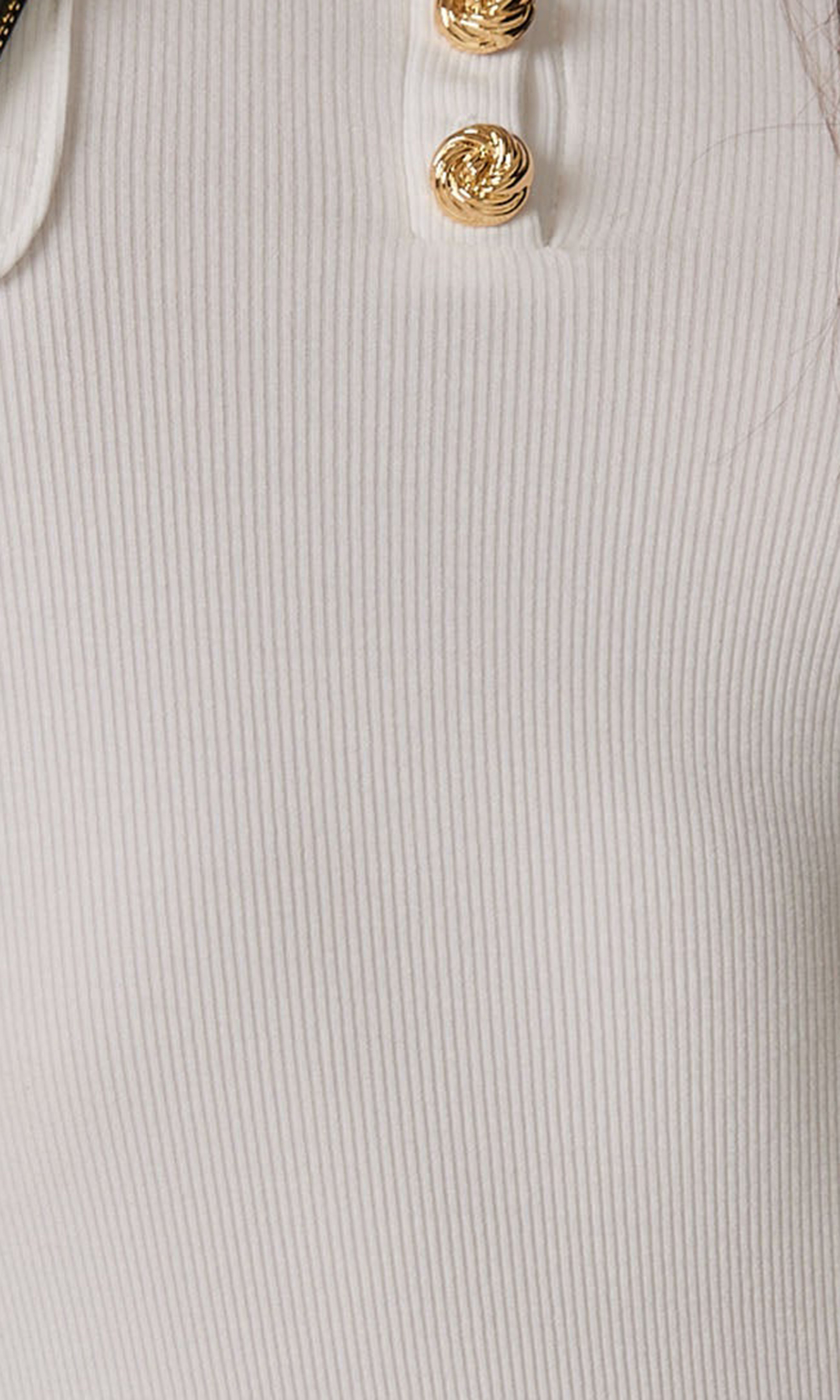 White Casual Top With Chest Pockets