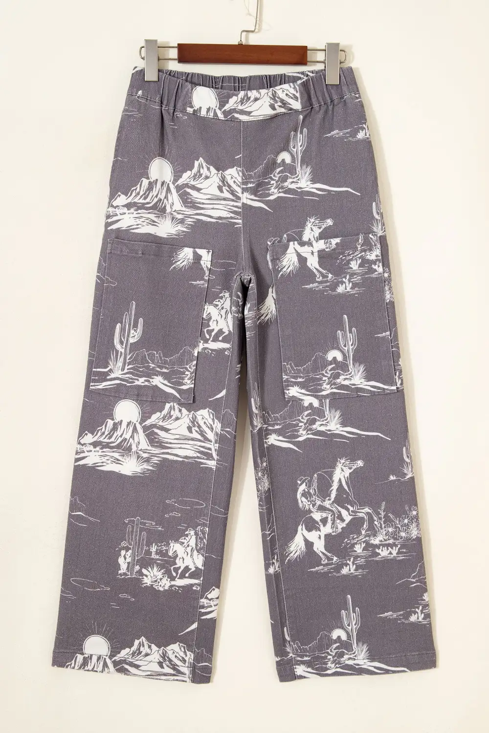Print Vintage Wild West Riding Printed Jeans