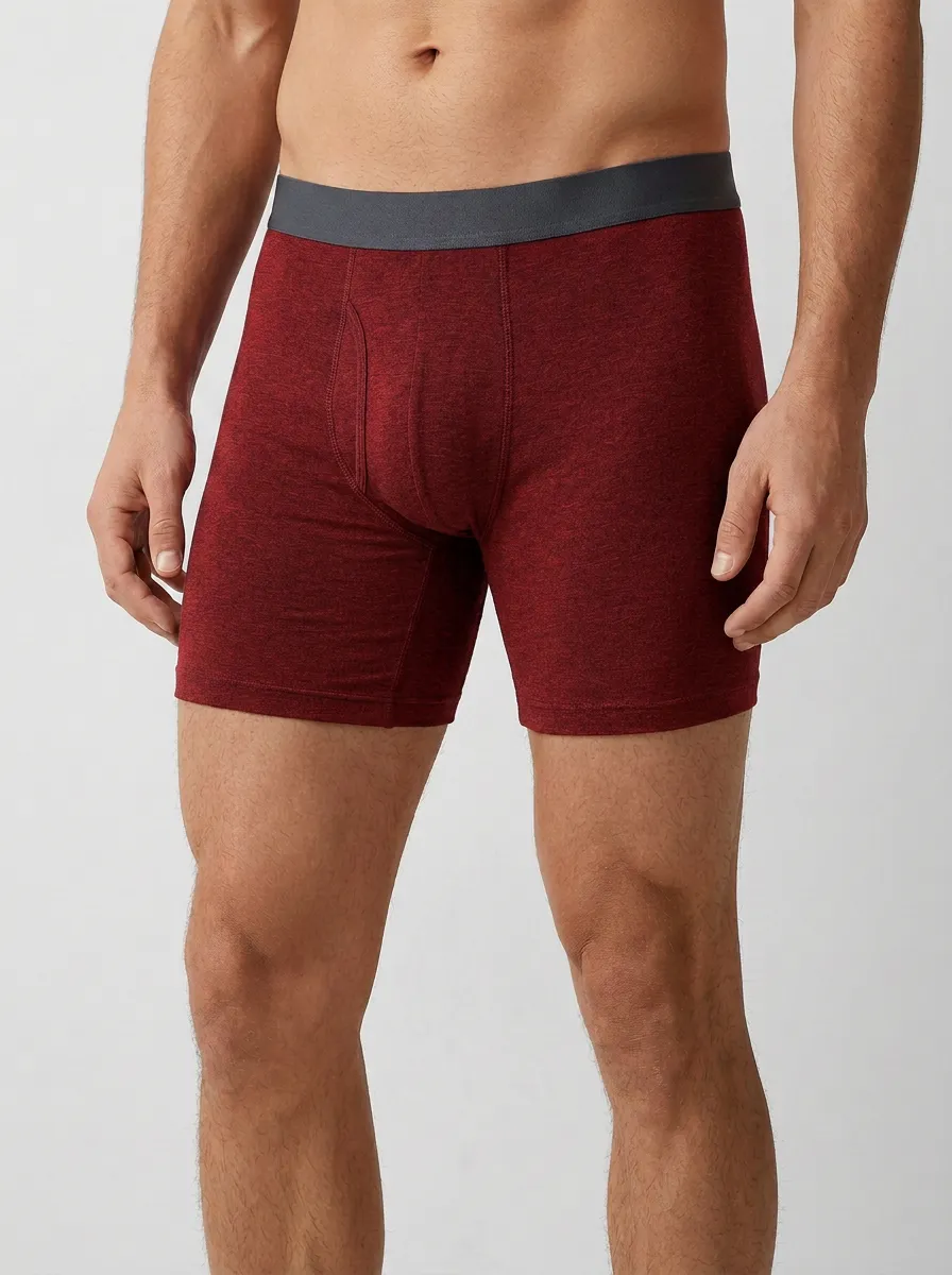 Men's Navy Heather Solid Color Printed Boxer Briefs