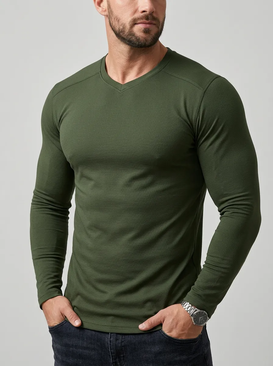Men's Ribbed V-Neck T-Shirt