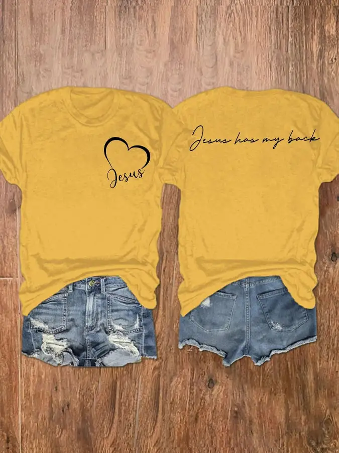 Women's Jesus has my back print short-sleeve T-shirt