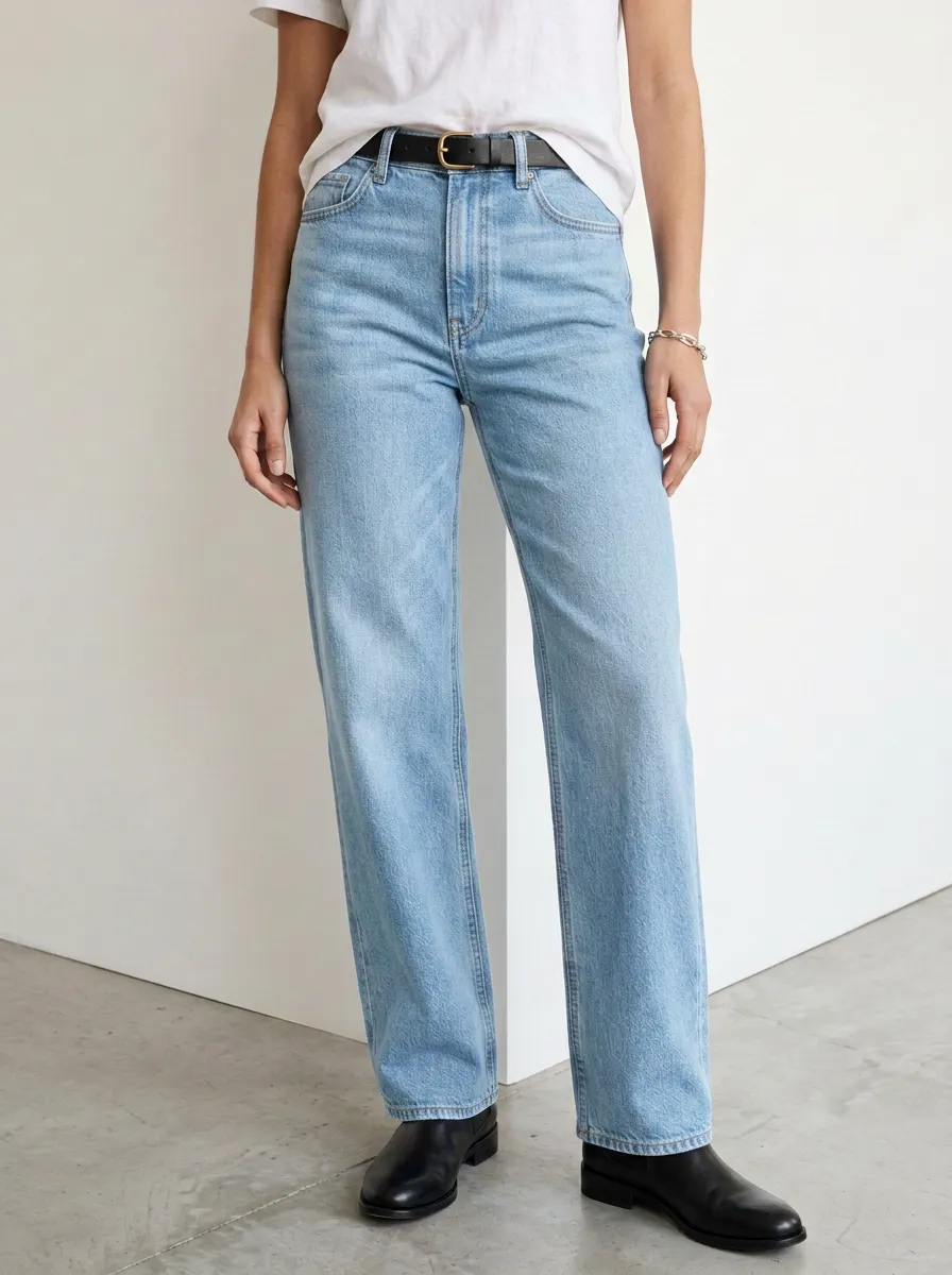 High-Rise Vintage-Wash Women's Straight-Leg Jeans