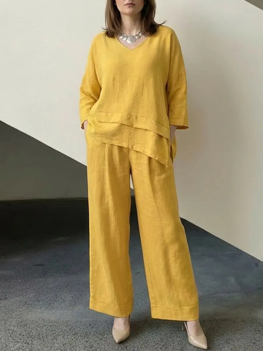 Relaxed Long Sleeve Top And Pants Set