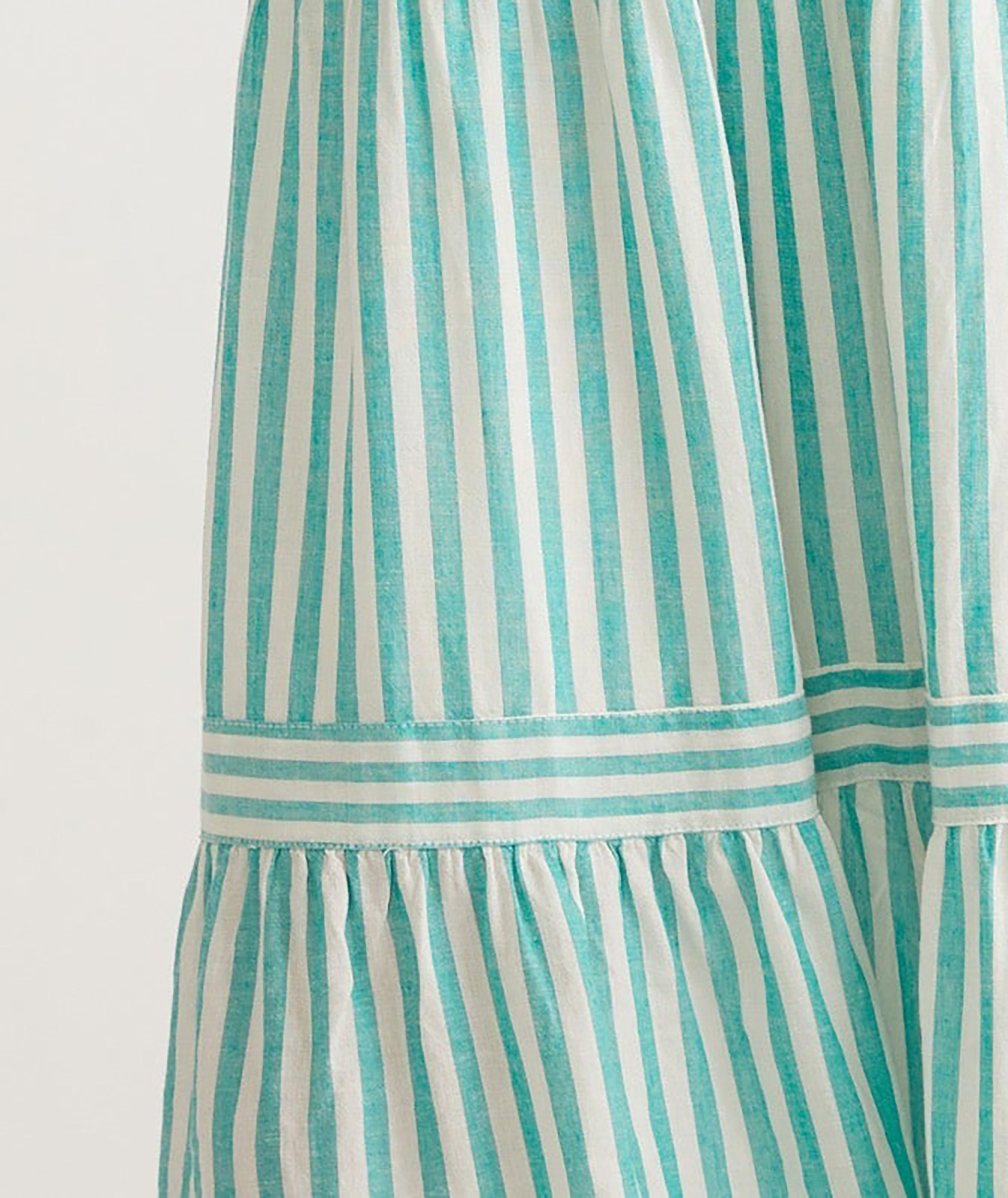 Turquoise Striped Tiered Midi Dress