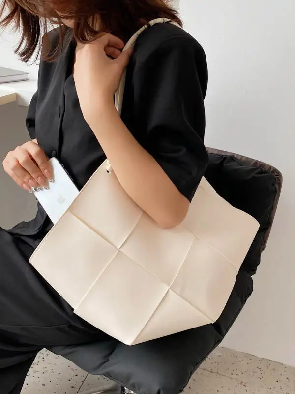 Woven Geometric Shoulder Bag