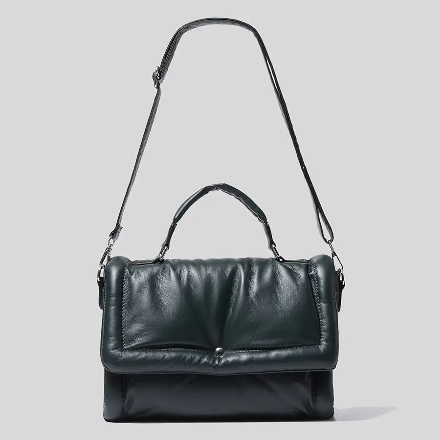 Retro One-Shoulder PU Leather Handbag Horizontal Square