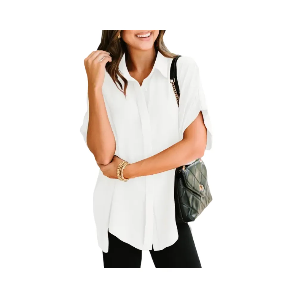 Women's Tops  V Neck Button Down Shirts