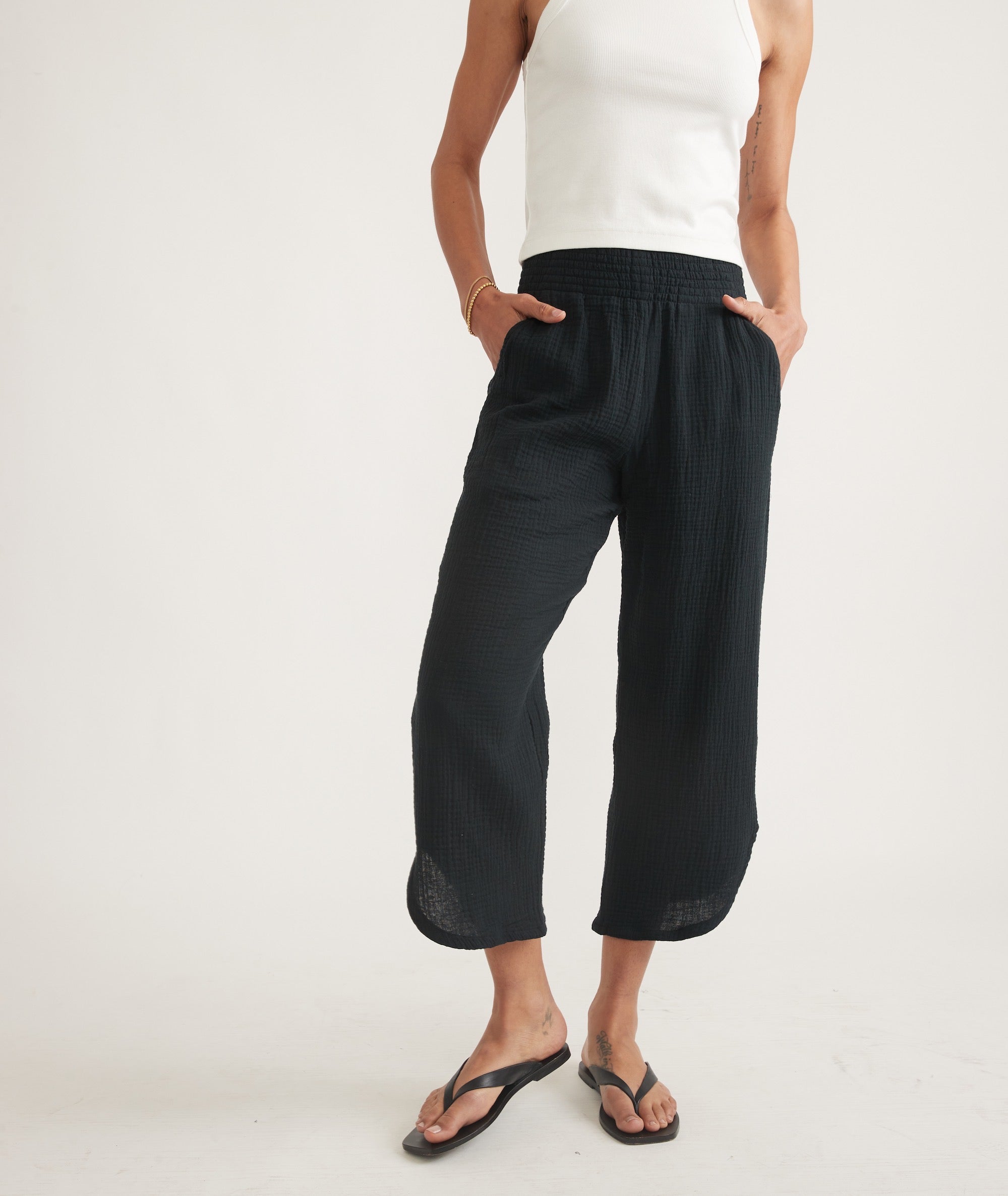 Black High-Waist Linen Trousers