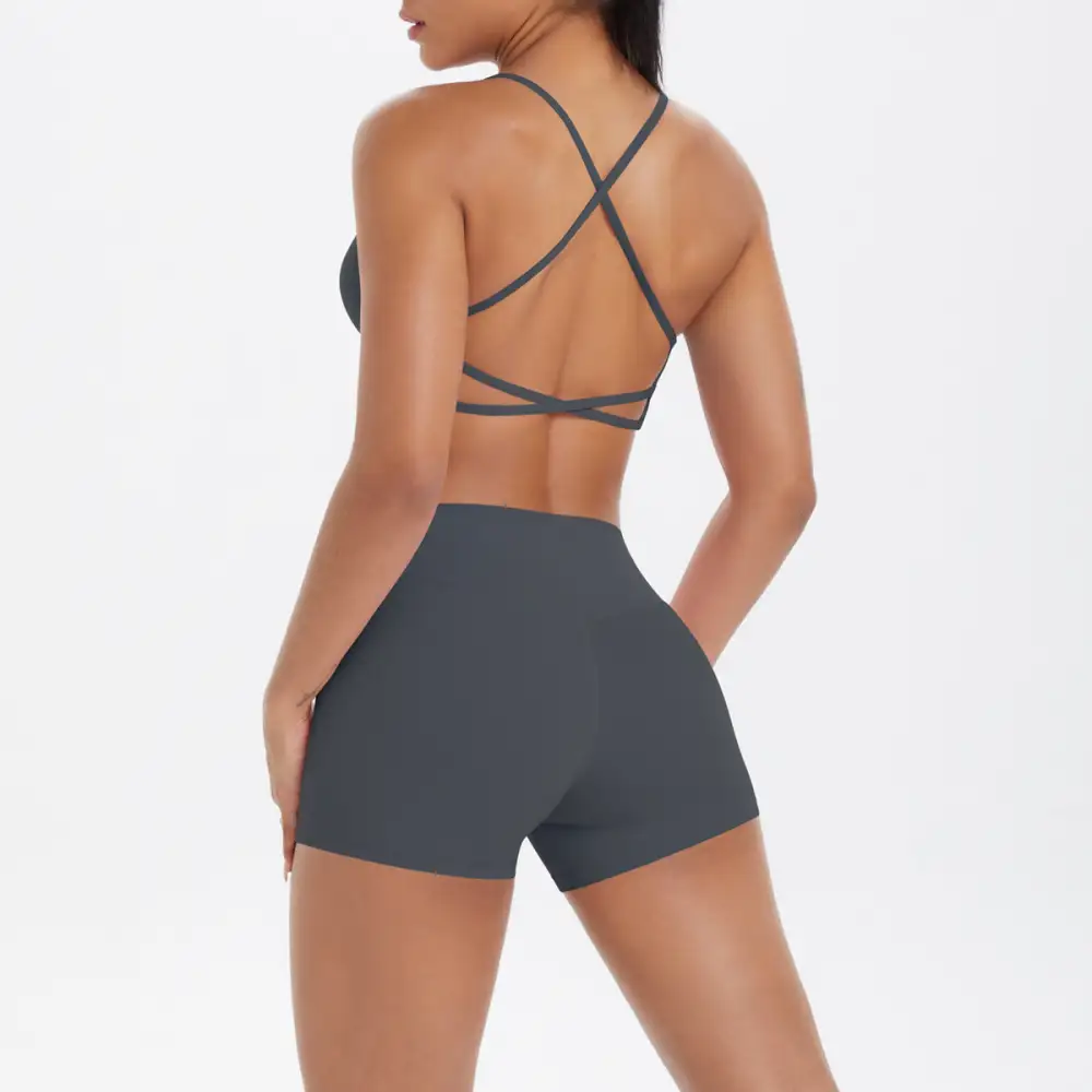 Backless Sleeveless Two-Piece Top and Shorts Active Set