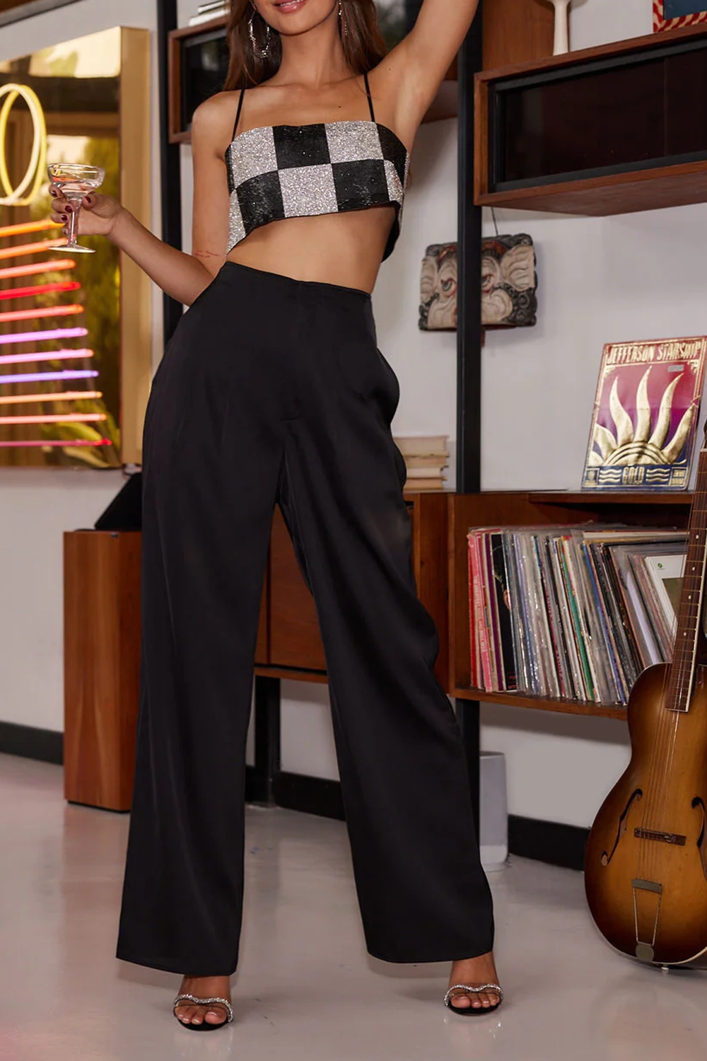 Rhinestone Short Camisole Top