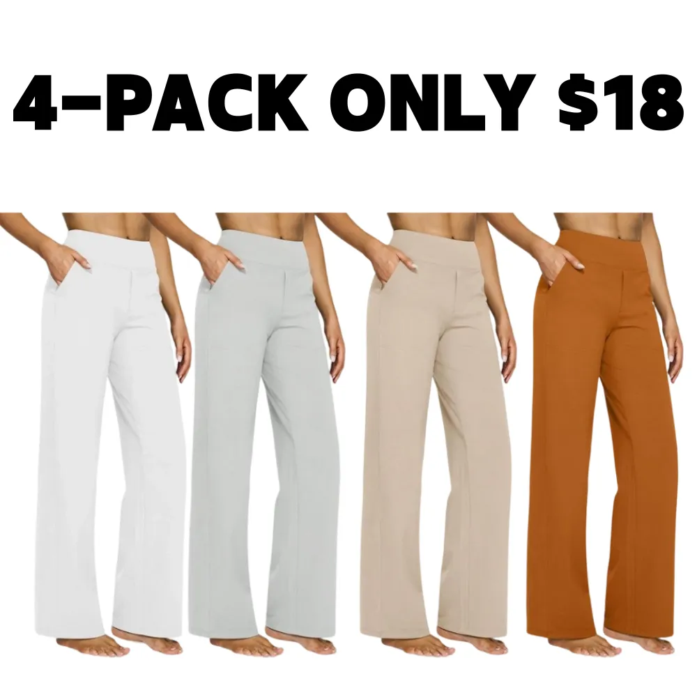 Loose High-Waist Business Casual Pants Yoga Pants Women Wide Leg Pants with Pockets Comfortable Athletic