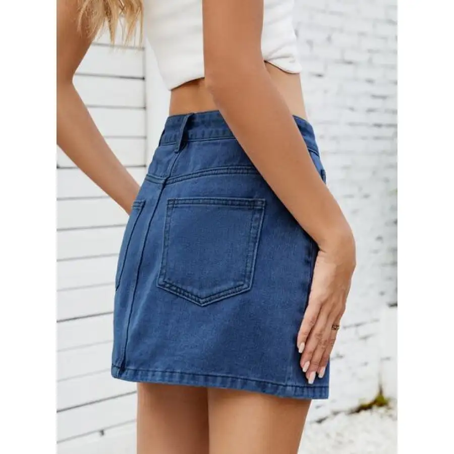Solid Mini Denim Skirt