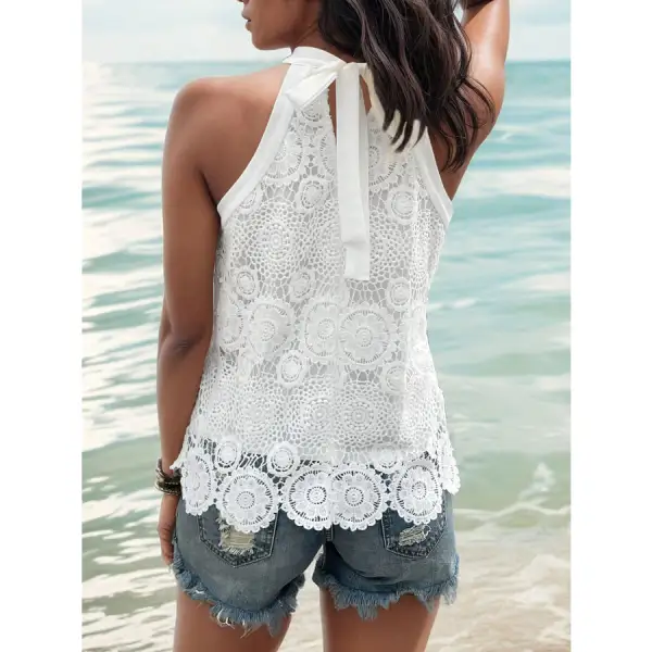 Lace Tied Mock Neck Tank