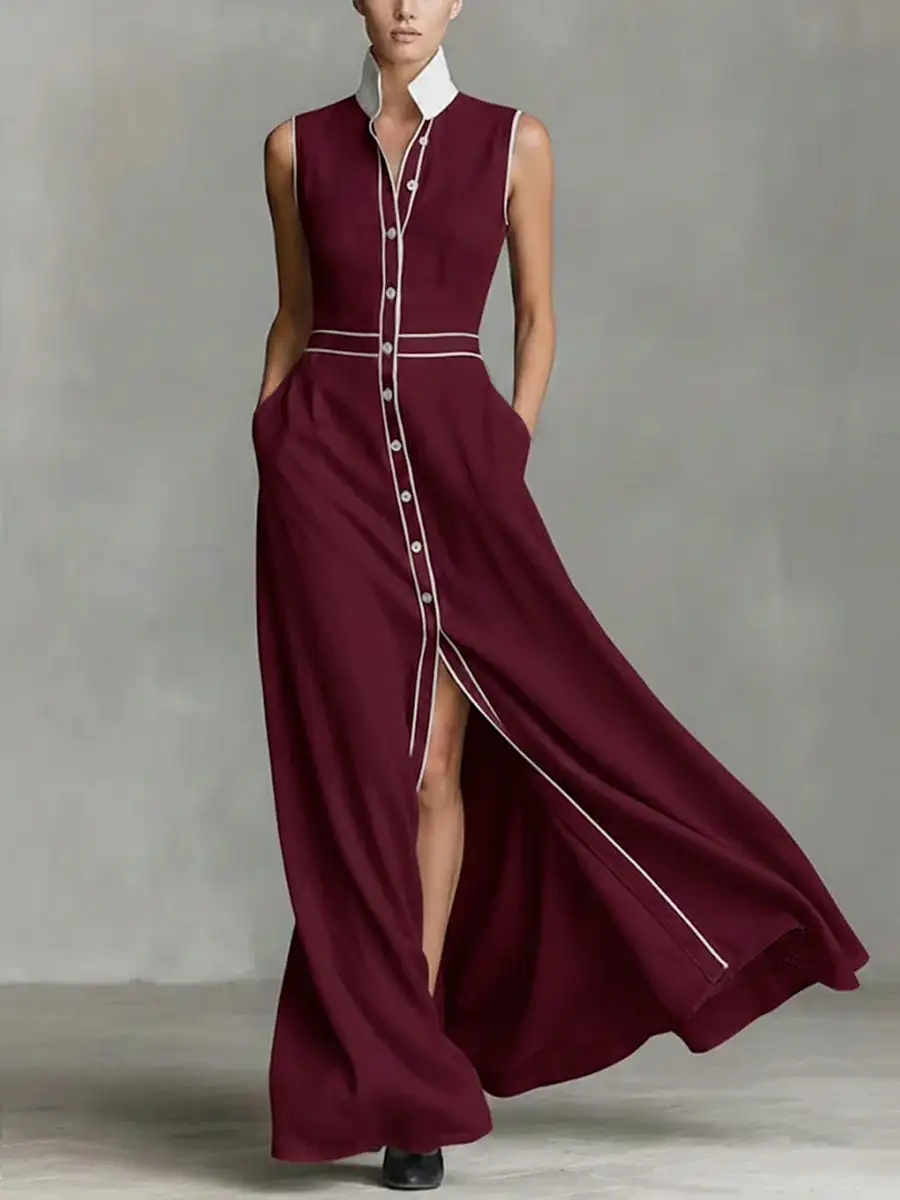 High Buttoned Maxi Dress