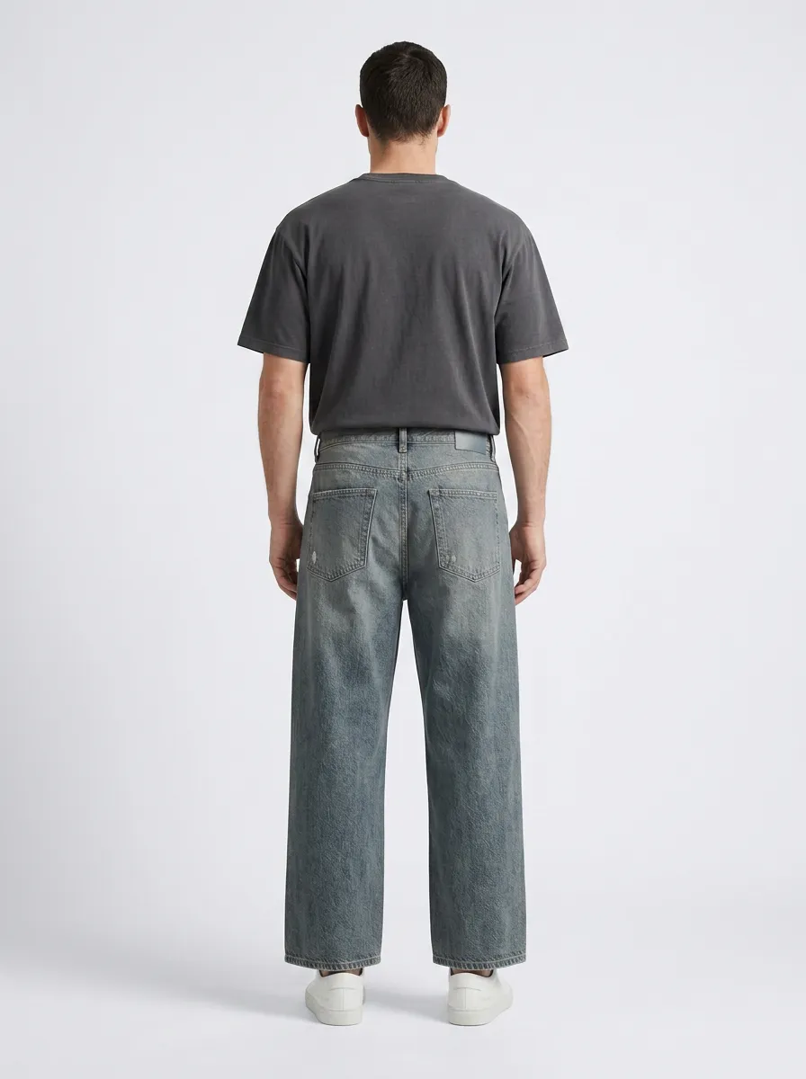 Men's Celestial Patchwork Star Wide Leg Jeans