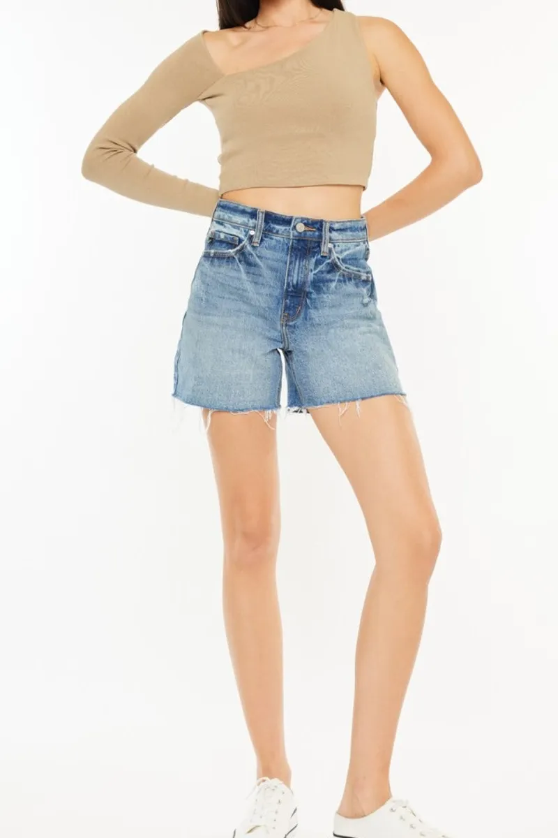 Full Size Raw Hem High Waist Denim Shorts