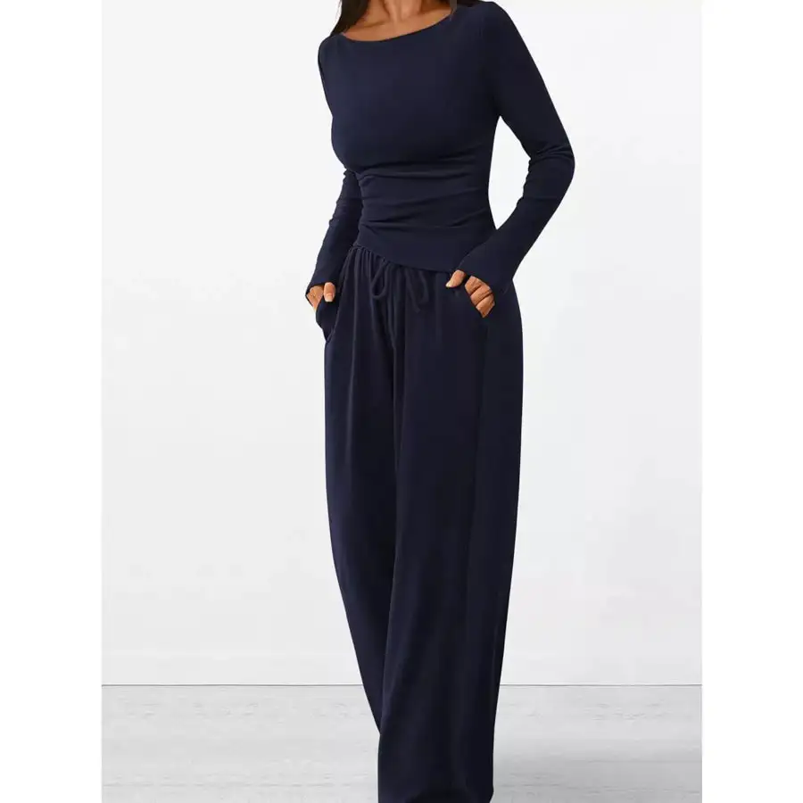 Everyday Long Sleeve Top and Wide Leg Pants Set