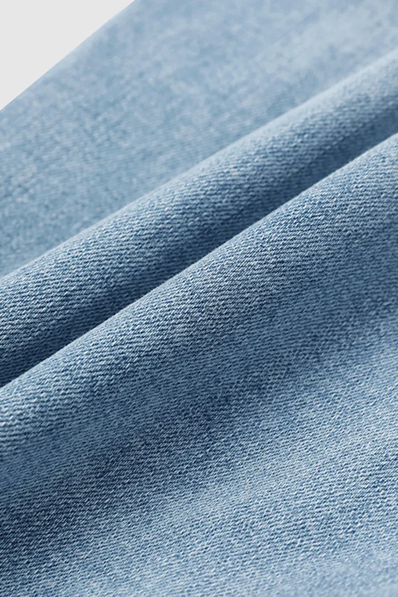 Ripped Raw Hem Denim Bermuda Shorts