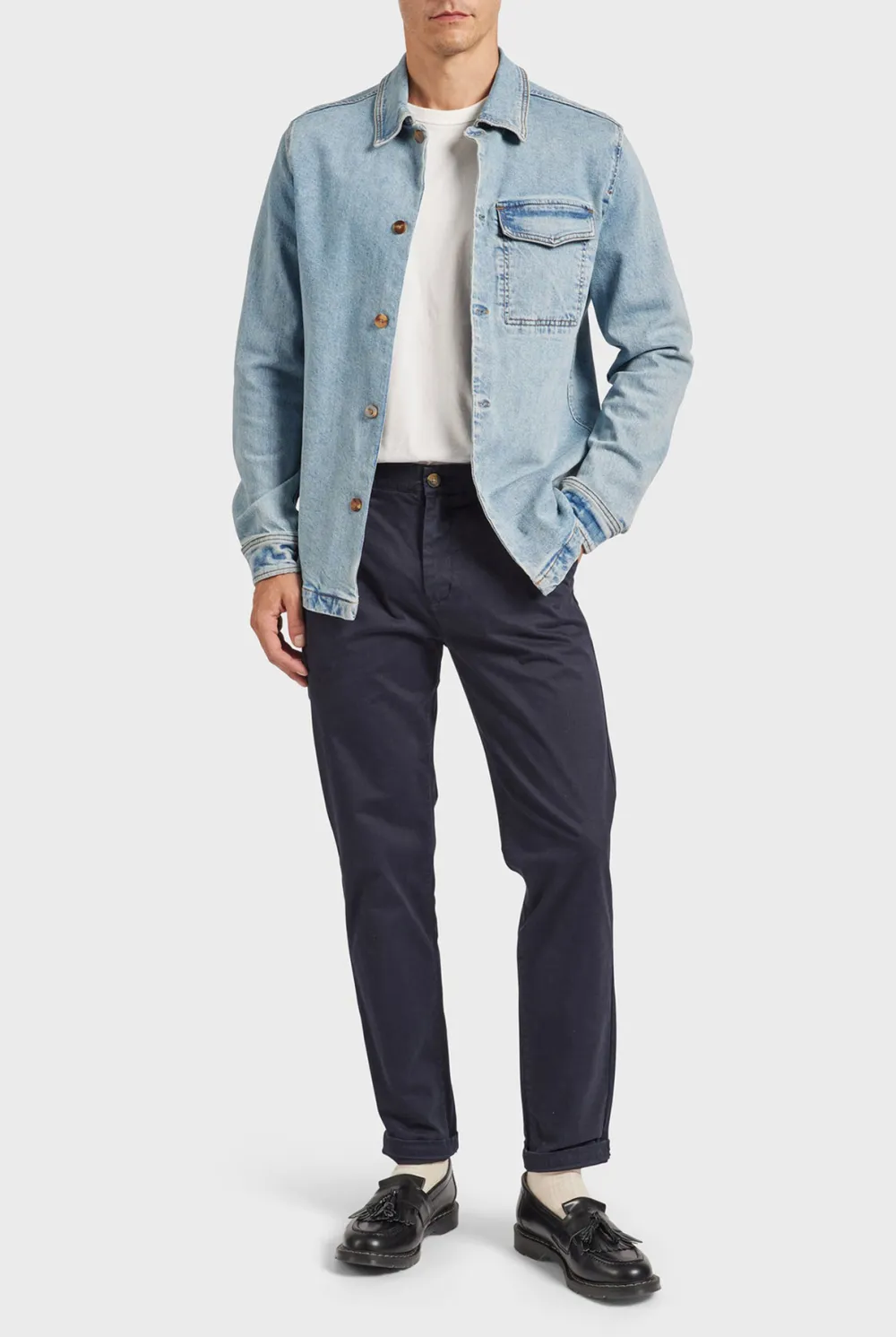 Light Blue Denim Button Down Overshirt