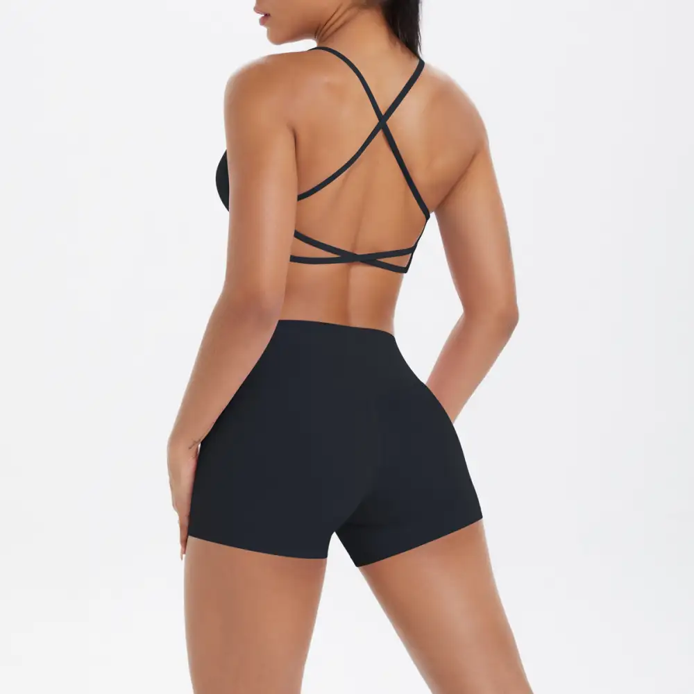 Backless Sleeveless Two-Piece Top and Shorts Active Set